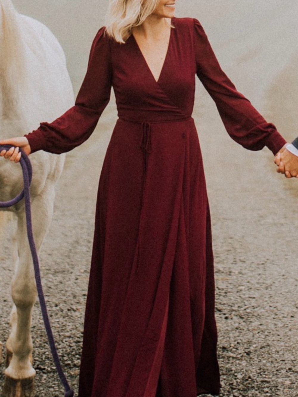 Lulus - Wrap Maxi Dress in Burgundy — Women Dresses